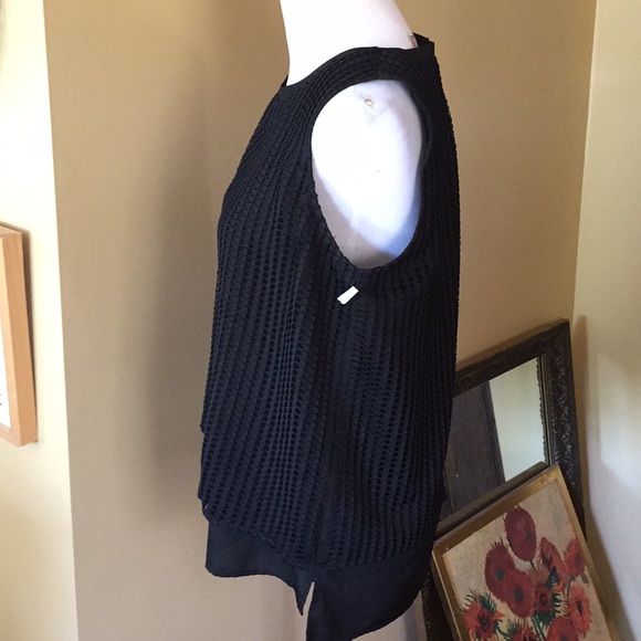 CALVIN KLEIN size LARGE 3-D Square Dual Layer Tank Business Career BLACK $89 NEW - Picture 3 of 8